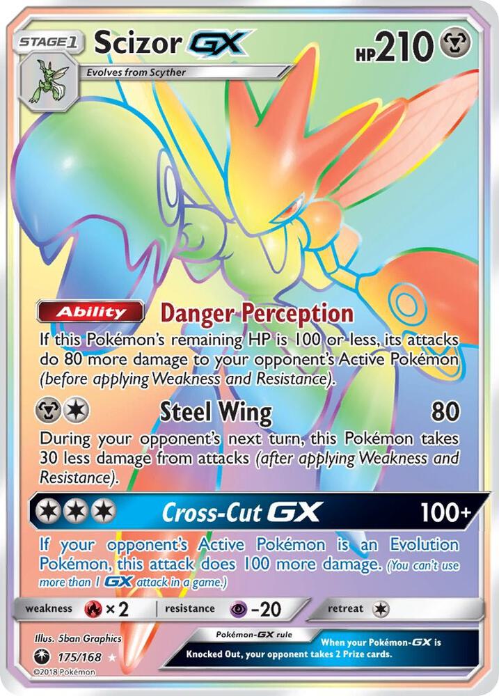 2018 Pokemon SM - Celestial Storm 175/168 Scizor GX (Secret) Rainbow Rare
