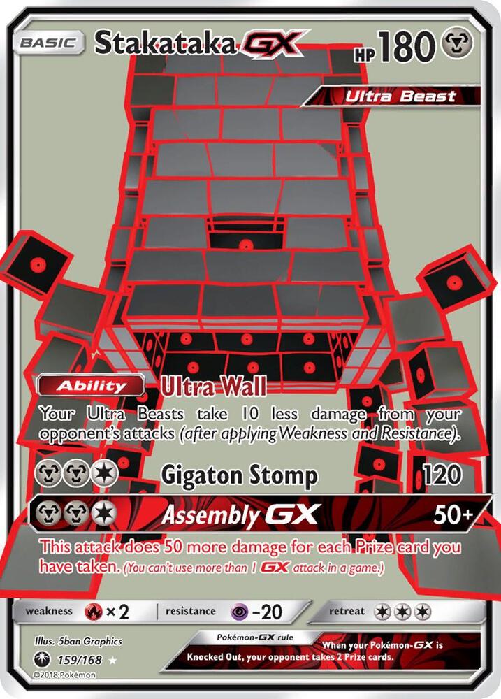 2018 Pokemon SM - Celestial Storm 159/168 Stakataka GX (Full Art) Ultra Rare