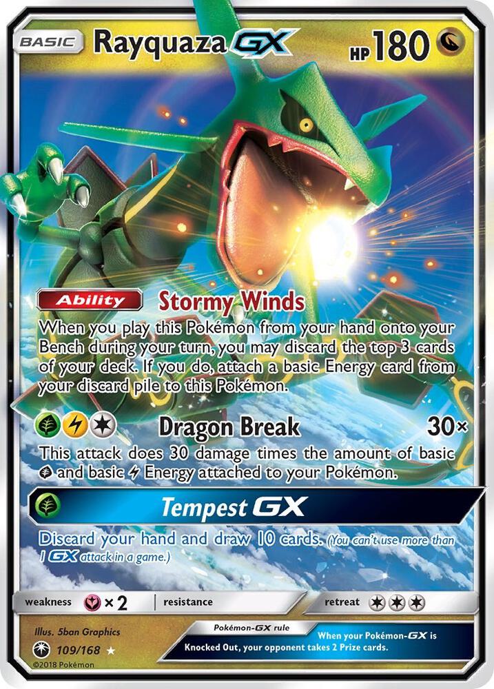 2018 Pokemon SM - Celestial Storm 109/168 Rayquaza GX Ultra Rare