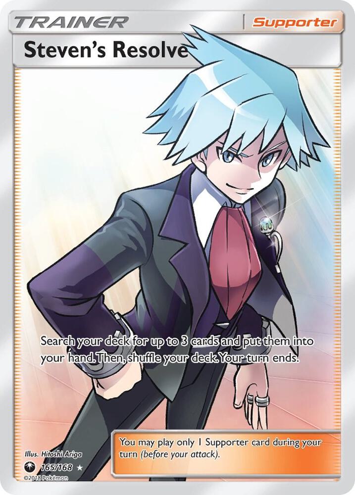 2018 Pokemon SM - Celestial Storm 165/168 Steven's Resolve (Full Art) Ultra Rare