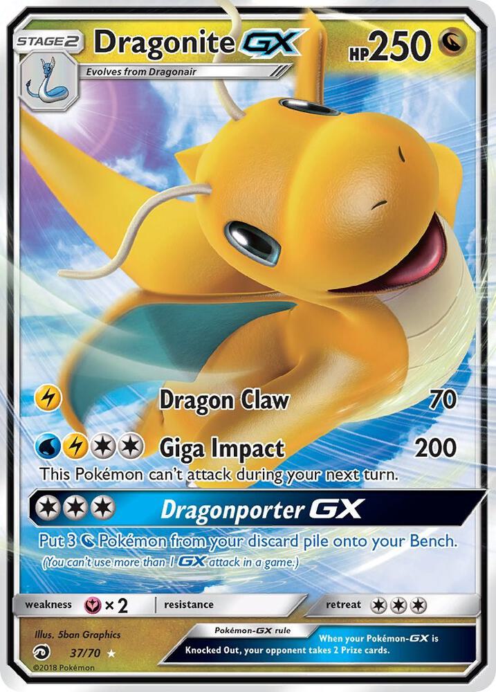 2018 Pokemon Dragon Majesty 37/70 Dragonite GX Ultra Rare
