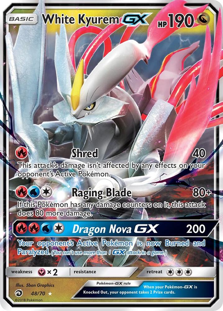 2018 Pokemon Dragon Majesty 48/70 White Kyurem GX Ultra Rare