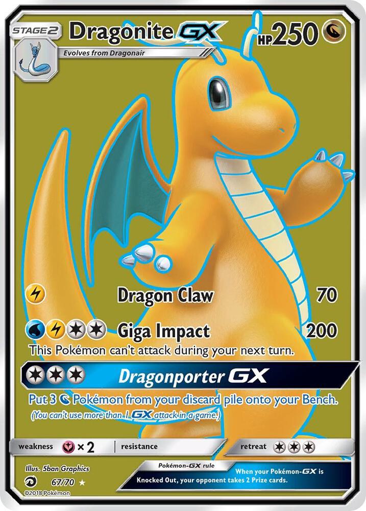 2018 Pokemon Dragon Majesty 67/70 Dragonite GX (Full Art) Ultra Rare