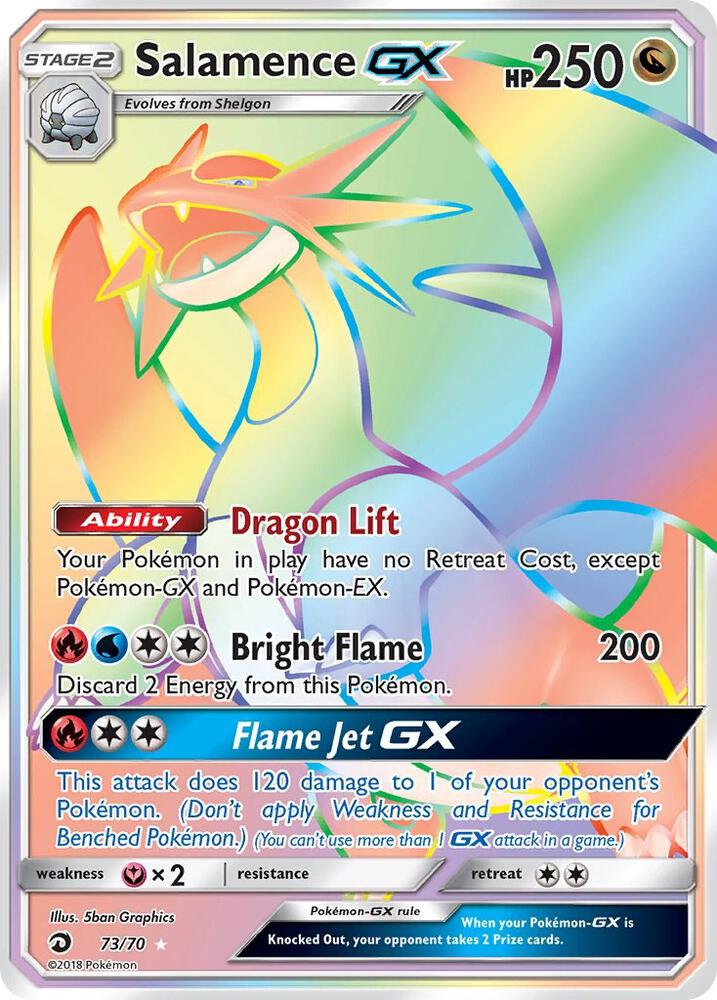 2018 Pokemon Dragon Majesty 73/70 Salamence GX Secret Rare