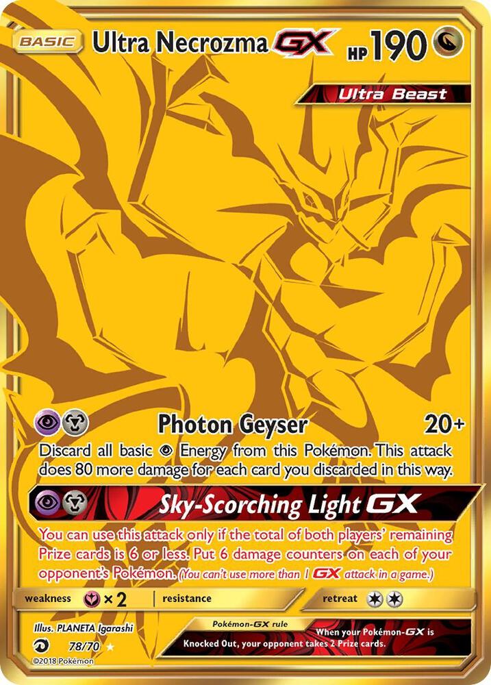 2018 Pokemon Dragon Majesty 78/70 Ultra Necrozma GX Secret Rare