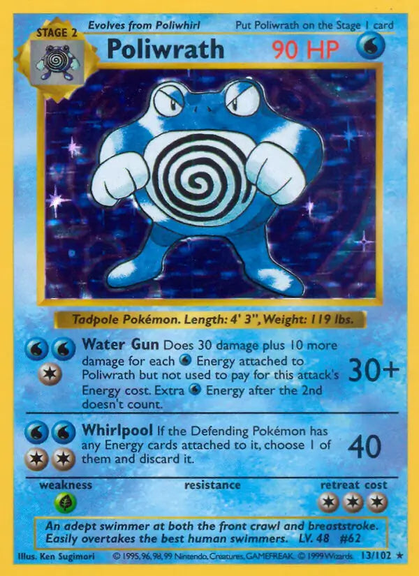 Poliwrath 013/102 (Base Set (Shadowless))  - Unlimited Holofoil