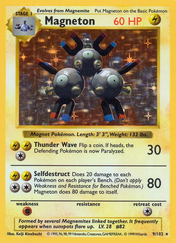 Magneton 009/102 (Base Set (Shadowless))  - Unlimited Holofoil