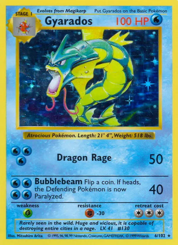Gyarados 006/102 (Base Set (Shadowless))  - Unlimited Holofoil