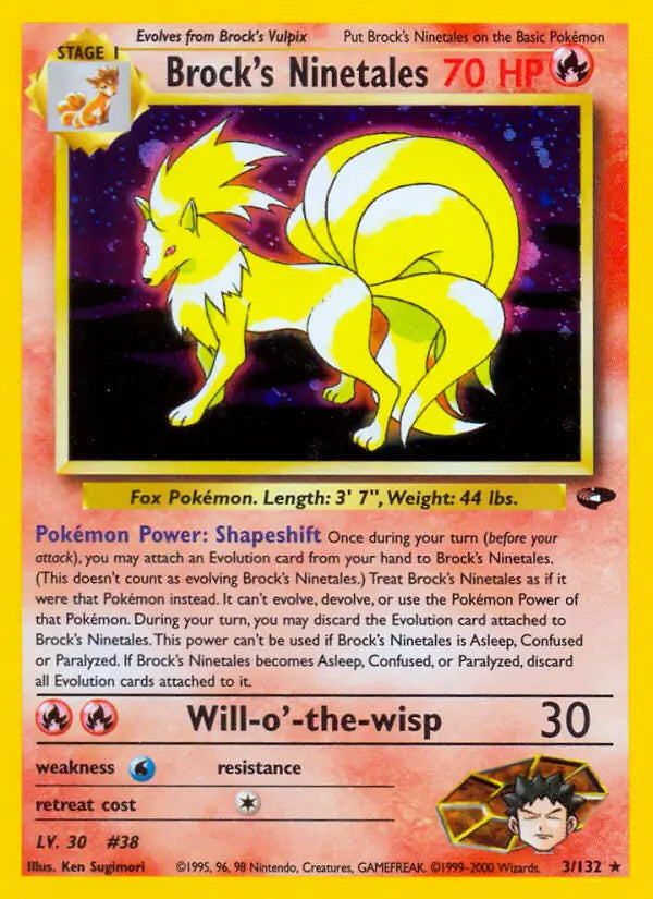 Brock's Ninetales 003/132 (Gym Challenge)  - Unlimited Holofoil