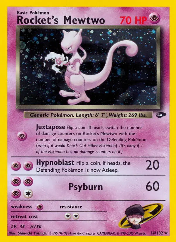 Rocket's Mewtwo 014/132 (Gym Challenge)  - Unlimited Holofoil