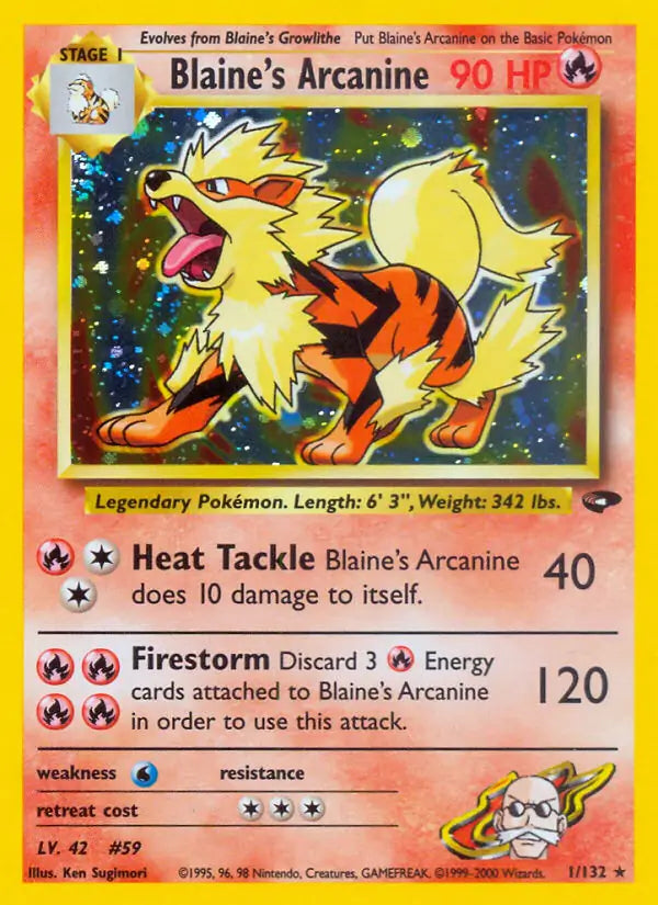 Blaine's Arcanine 001/132 (Gym Challenge)  - Unlimited Holofoil