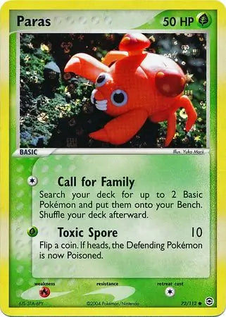 Paras 72/112 (FireRed & LeafGreen)  - Reverse Holofoil
