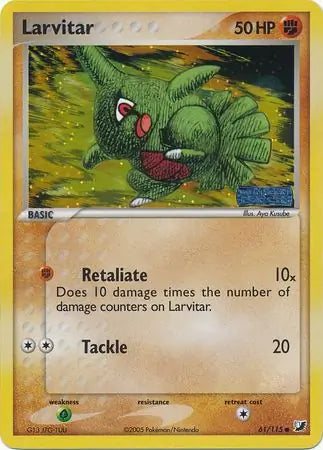 Larvitar 61/115 (Unseen Forces)  - Reverse Holofoil