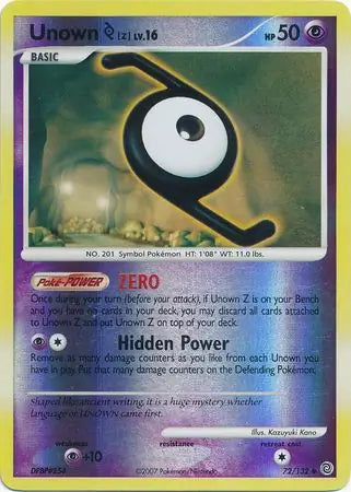 Unown Z 72/132 (Secret Wonders)  - Reverse Holofoil