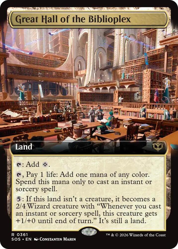Great Hall of the Biblioplex 361 (Secrets of Strixhaven)  - Extended Art Foil