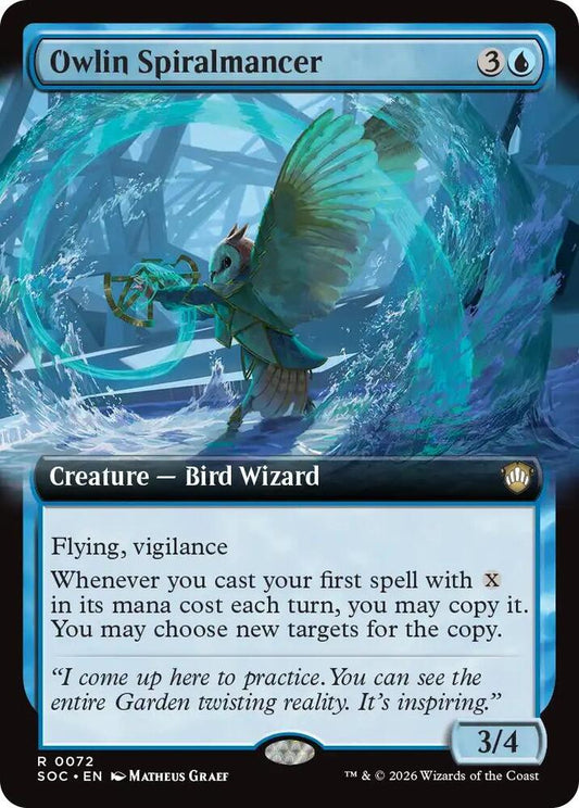 Owlin Spiralmancer 72 (Commander: Secrets of Strixhaven)  - Extended Art