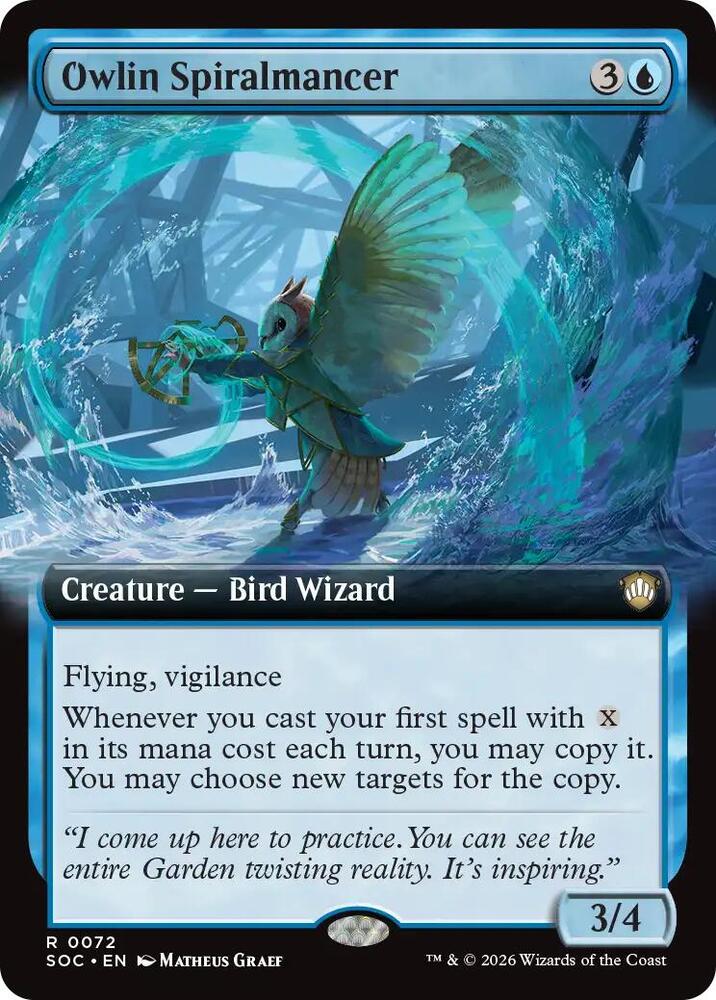 Owlin Spiralmancer 72 (Commander: Secrets of Strixhaven)  - Extended Art
