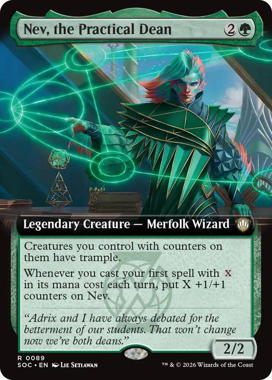 Nev the Practical Dean Extended Art 89 (Commander: Secrets of Strixhaven)  - Extended Art