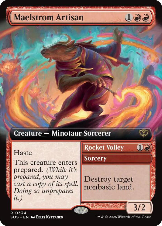 Maelstrom Artisan // Rocket Volley 334 (Secrets of Strixhaven)  - Extended Art Foil