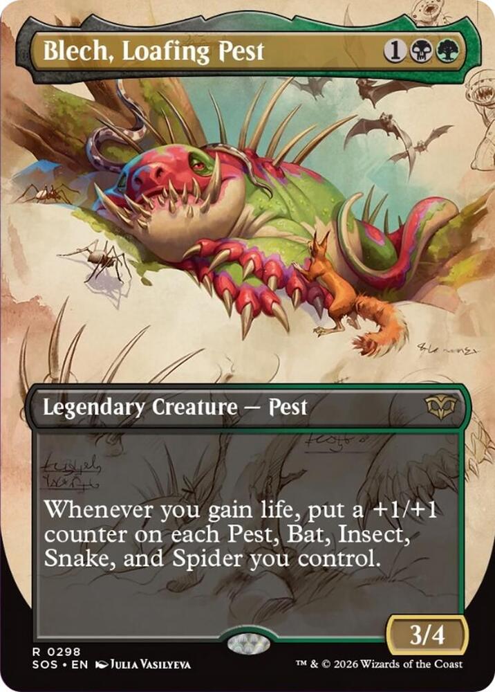 Blech, Loafing Pest 298 (Secrets of Strixhaven)  - Borderless Foil
