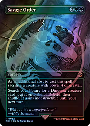 Savage Order 32/26 (Universes Beyond: Jurassic World Collection)  - Borderless Emblem Foil