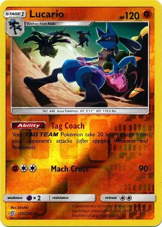 Lucario 117/236 (SM - Unified Minds)  - Reverse Holofoil