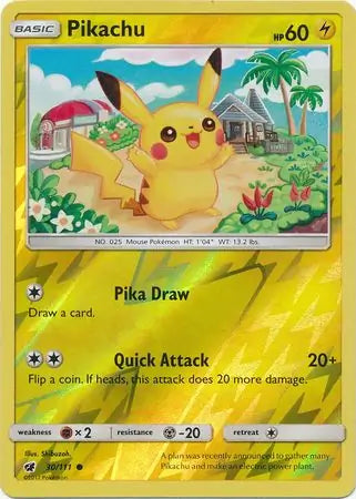 Pikachu 30/111 (SM - Crimson Invasion)  - Reverse Holofoil