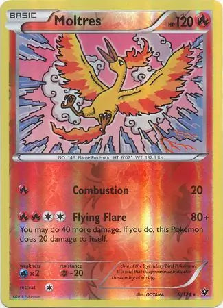 Moltres 9/124 (XY - Fates Collide)  - Reverse Holofoil