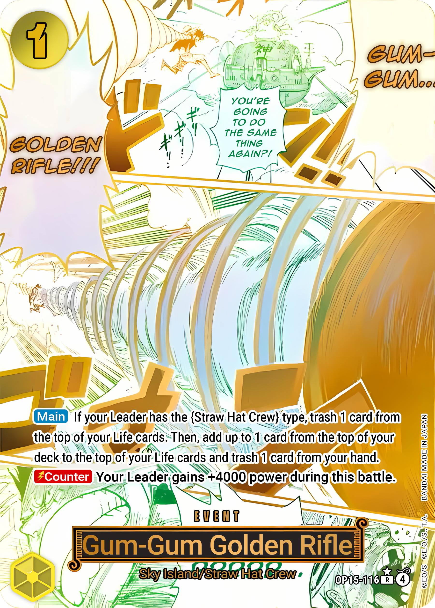 Gum-Gum Golden Rifle OP15-116 (Adventure on Kami's Island)  - Alternate Art Foil