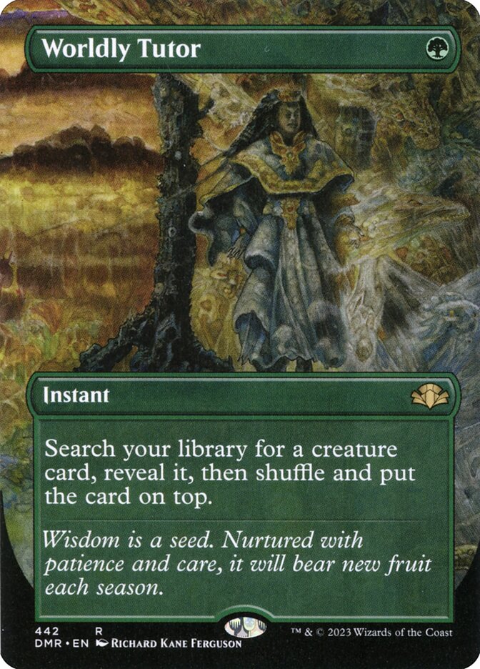 Worldly Tutor 442/261 (Dominaria Remastered)  - Borderless Foil