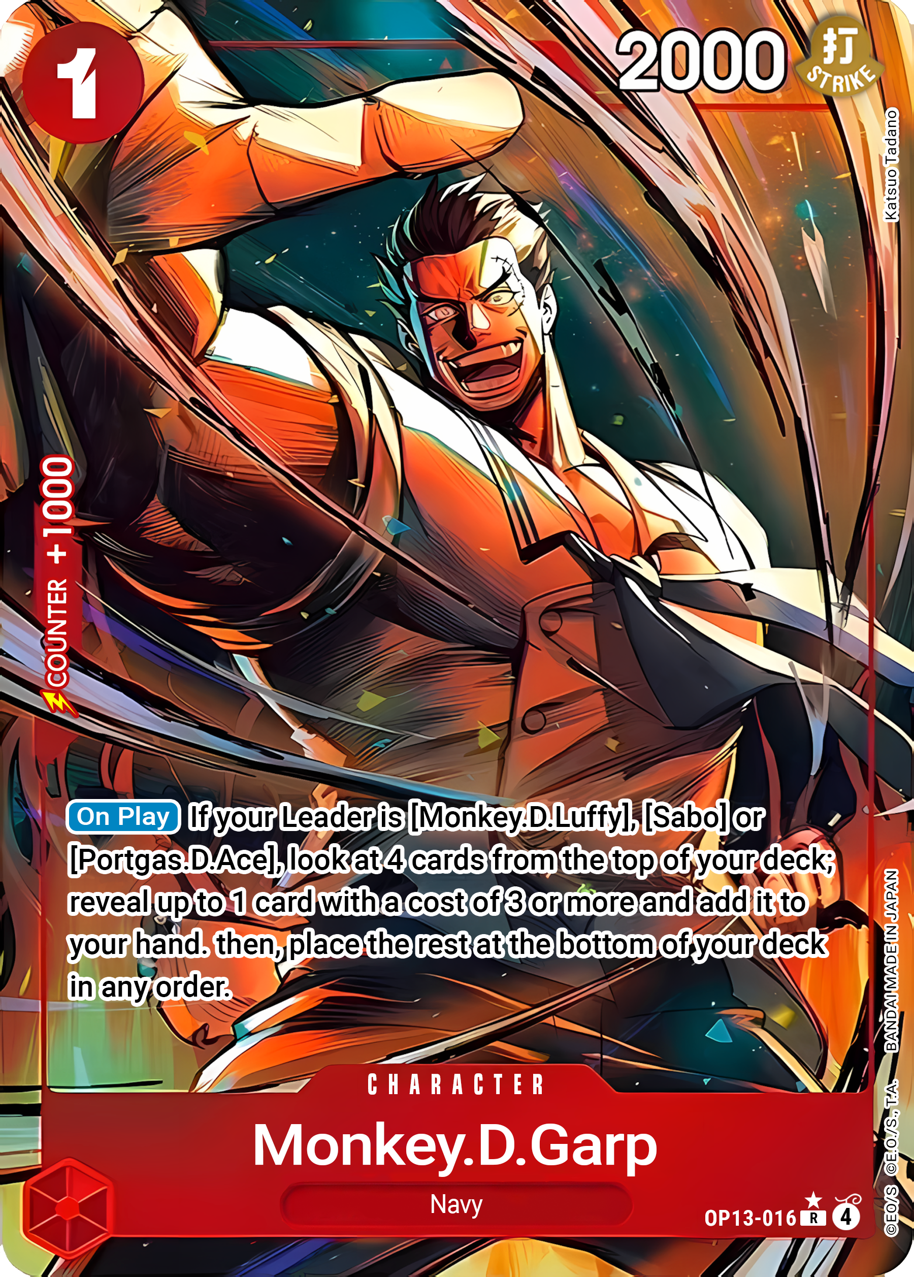 Monkey.D.Garp OP13-016 (Carrying On His Will)  - Foil