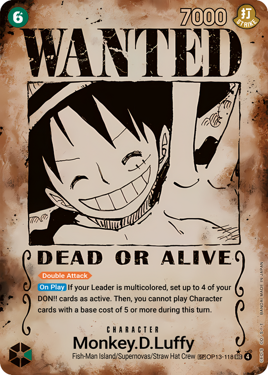 Monkey.D.Luffy (Wanted) OP13-118 (Carrying On His Will)  - Special Foil