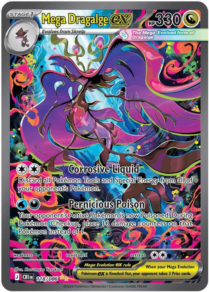 Mega Dragalge ex 118 086 118/086 (ME04: Chaos Rising)  - Holofoil