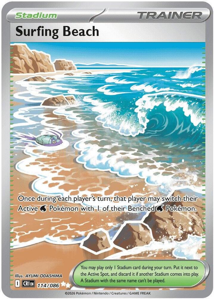 Surfing Beach 114/086 (ME04: Chaos Rising)  - Holofoil