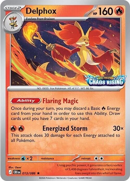 Delphox Chaos Rising Stamped 013/086 (Miscellaneous Cards & Products)  - Holofoil