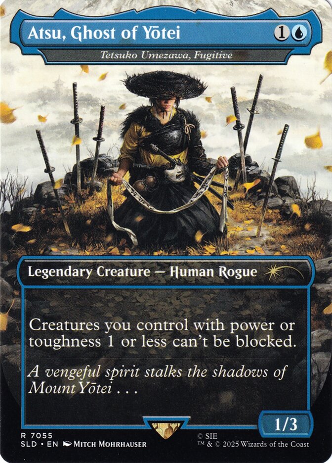 Atsu Ghost of Yotei // Tetsuko, Umezawa Fugitive 7055 (Secret Lair Drop Series)  - Borderless Rainbow Foil