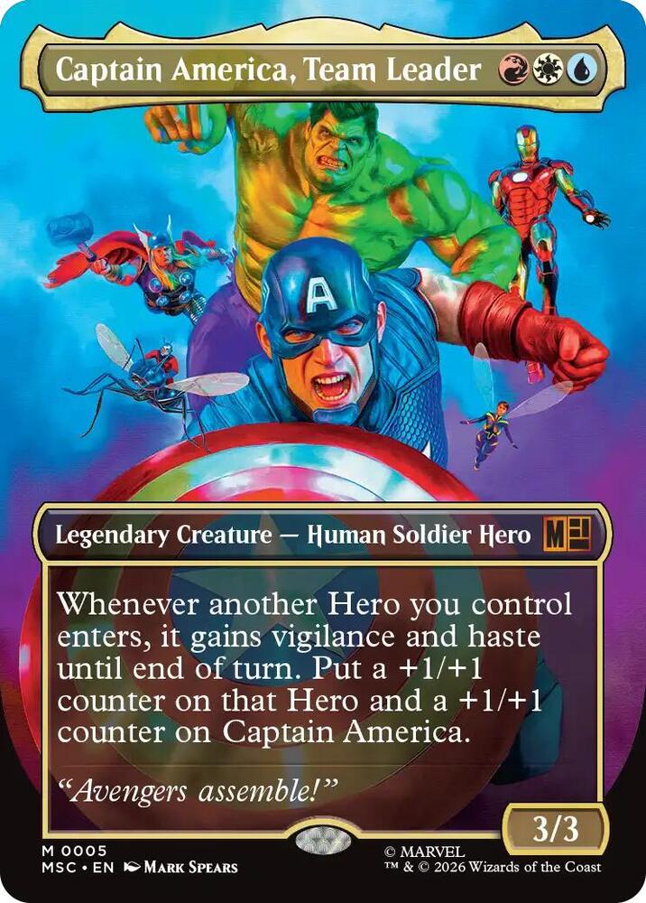 Captain America, Team Leader 5 (Commander: Marvel Super Heroes)  - Borderless Foil