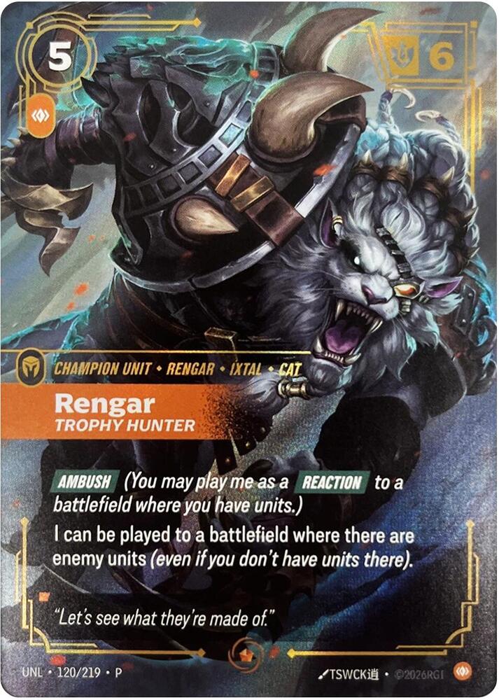 Rengar Trophy Hunter 120/219 (Riftbound Organized Play Promotional Cards)  - Foil