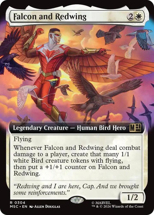 Falcon and Redwing Extended Art 304 (Commander: Marvel Super Heroes)  - Extended Art