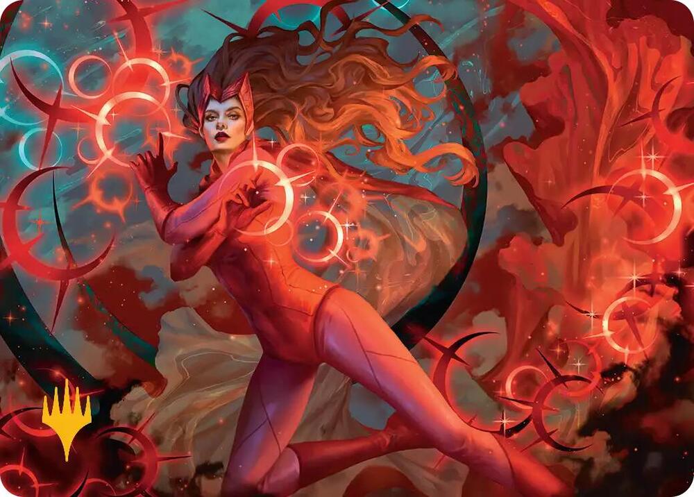 Scarlet Witch Chaotic Avenger Art Card Gold Stamped Planeswalker Symbol 38 (Art Series: Marvel Super Heroes) 