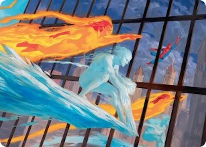 Iceman and Firestar Art Card 45 (Art Series: Marvel Super Heroes) 