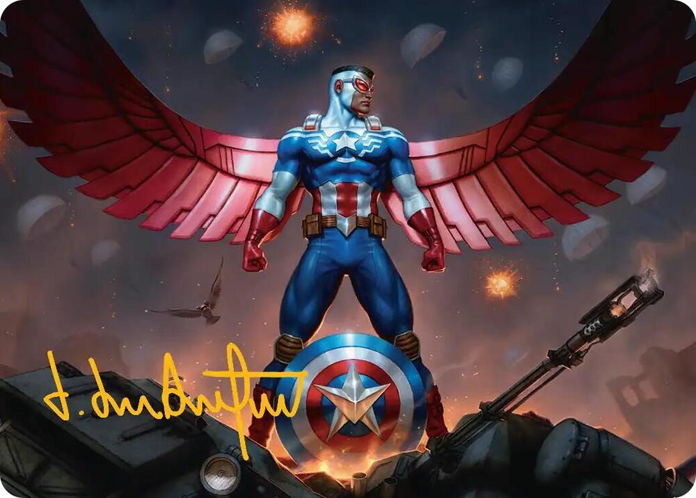 Captain America Wings of Freedom Art Card 2 45 Gold Stamped Signature 2 (Art Series: Marvel Super Heroes) 