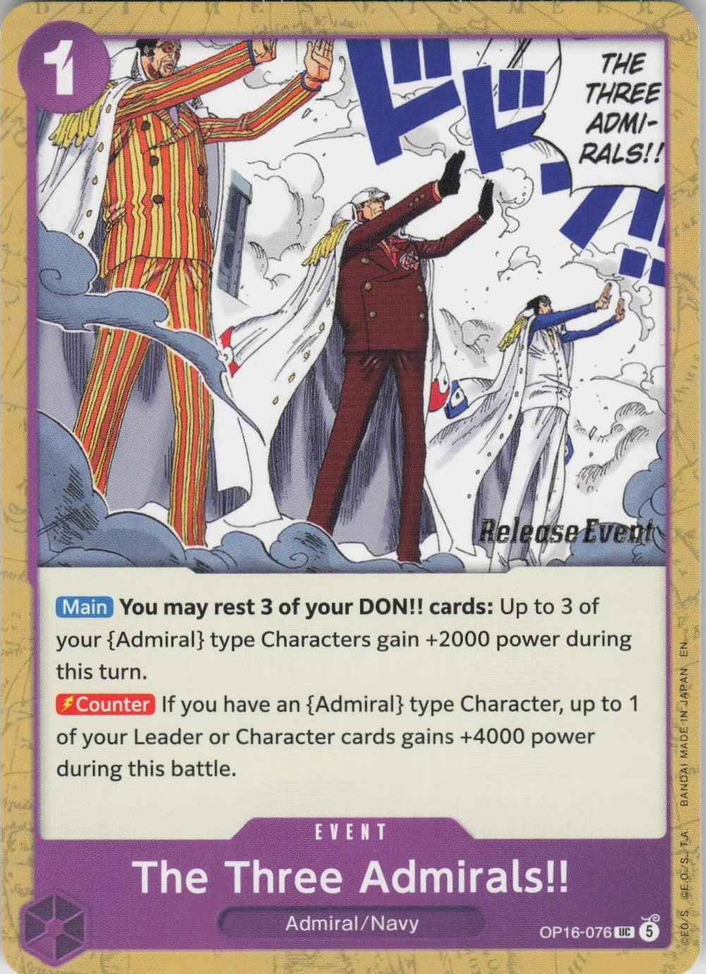The Three Admirals!! OP16-076 (The Time of Battle Release Event Cards) 