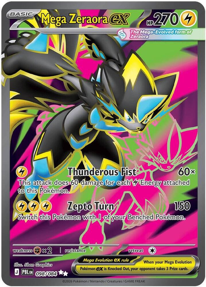Mega Zeraora ex 098/084 (ME05: Pitch Black)  - Holofoil