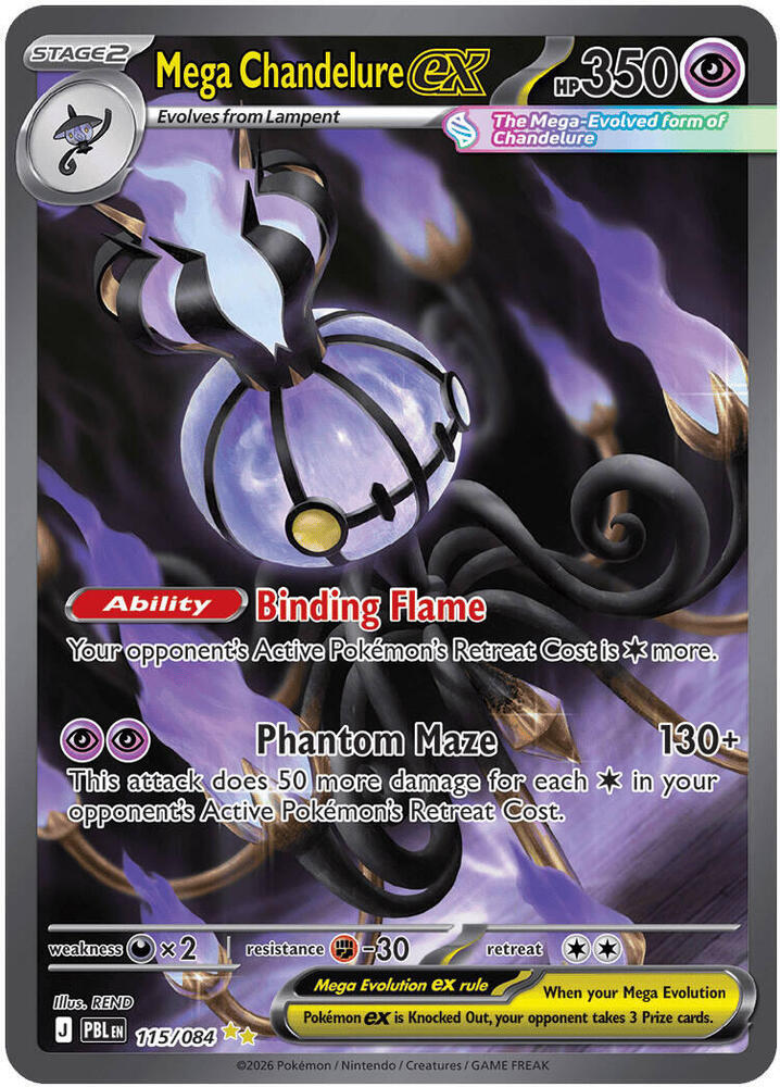 Mega Chandelure ex 115/084 (ME05: Pitch Black)  - Holofoil