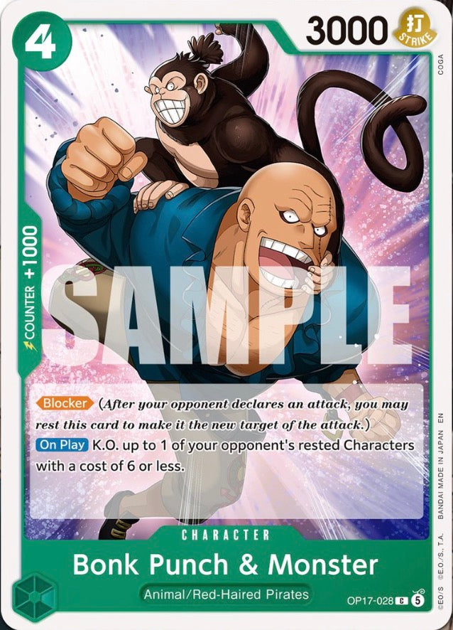 Bonk Punch & Monster OP17-028 (The World's Strongest Warriors) 