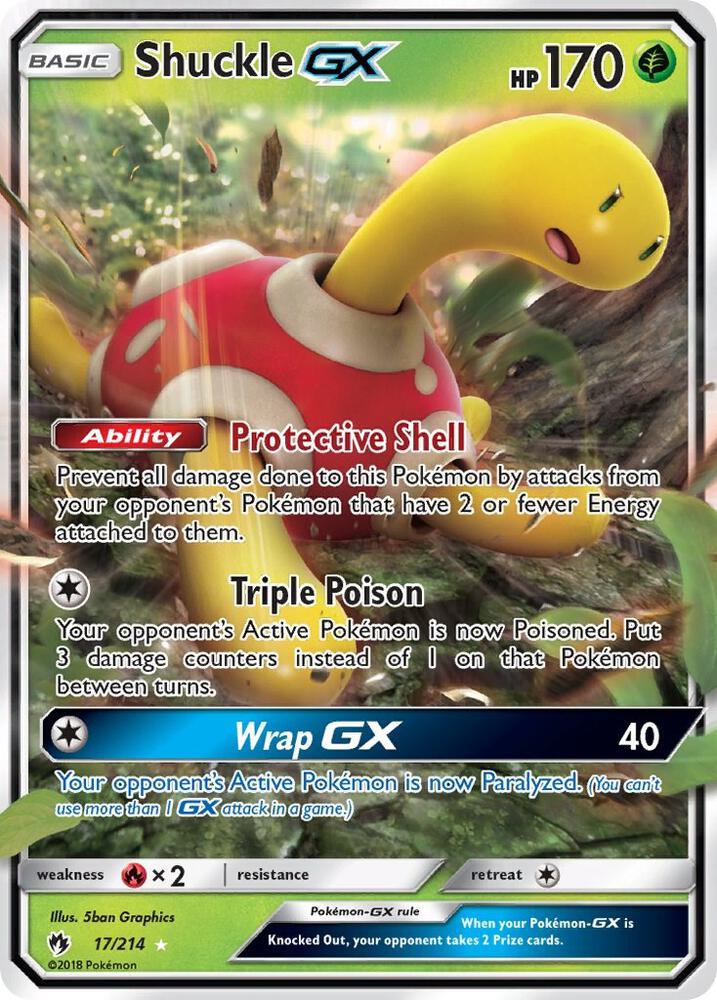 2018 Pokemon SM - Lost Thunder 17/214 Shuckle GX Ultra Rare