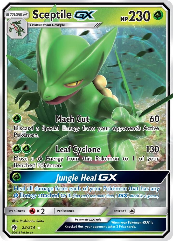 2018 Pokemon SM - Lost Thunder 22/214 Sceptile GX Ultra Rare