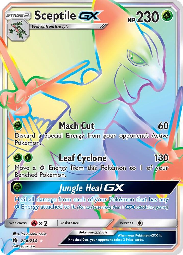 2018 Pokemon SM - Lost Thunder 216/214 Sceptile GX Secret Rare
