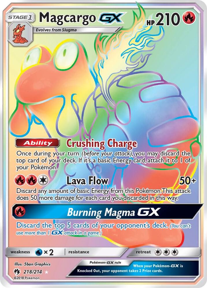 2018 Pokemon SM - Lost Thunder 218/214 Magcargo GX Secret Rare